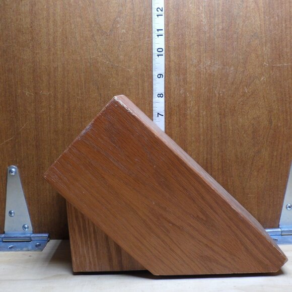 Used CUTCO Knife Block USA Solid Honey Oak 5 Slot Wooden Knife Holder - Picture 3 of 10